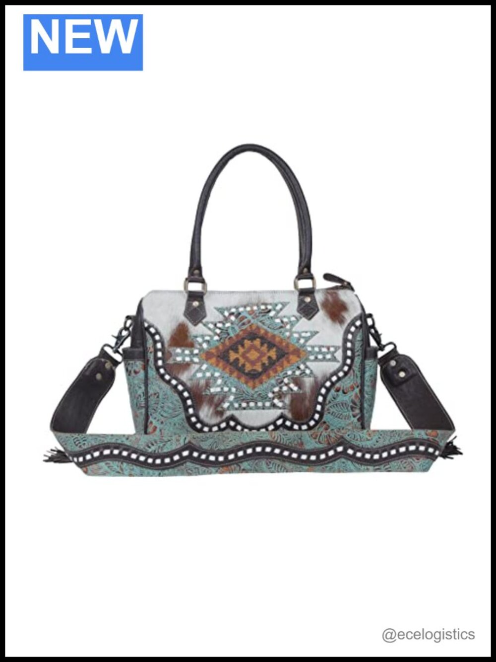 Myra Bag Flamenco Hobo Leather Shoulder Bag with Clasp Closure